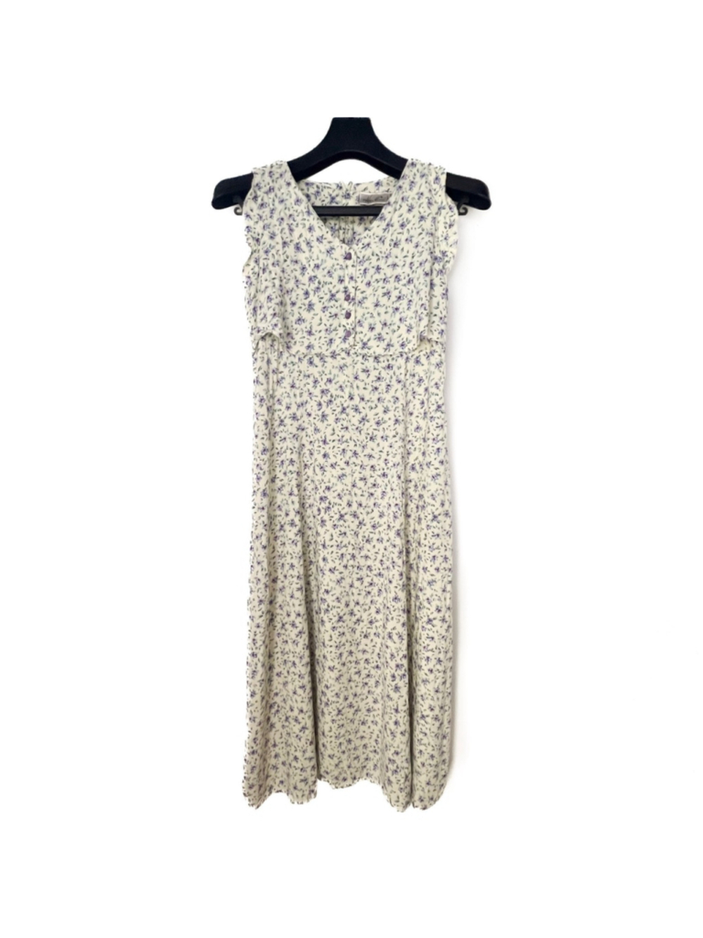 VTG Kathie Lee 90s Yellow Floral Midi Dress Size 8 Tie Back Cottagecore Prairie